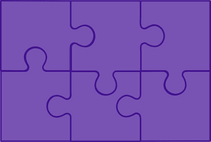 Violet jigsaw puzzle of 6 pieces