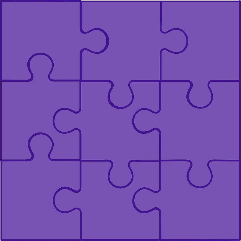 Violet jigsaw puzzle of 9 pieces