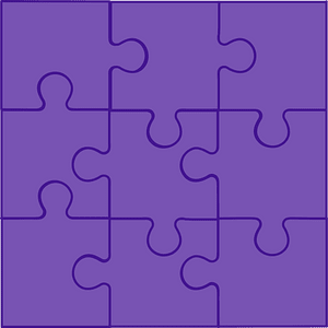 Violet jigsaw puzzle of 9 pieces