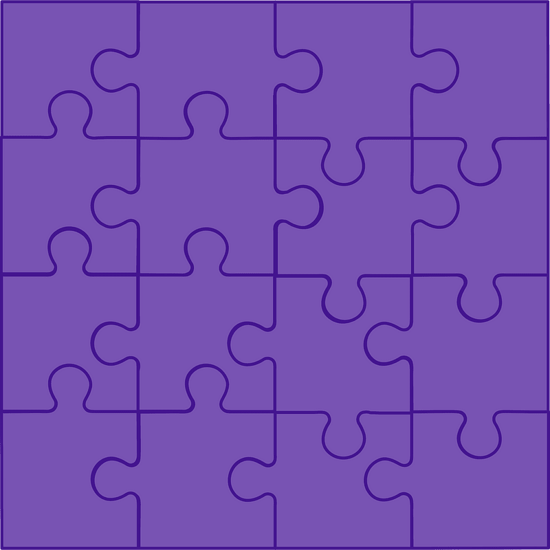 Violet jigsaw puzzle of 16 pieces
