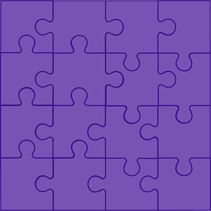 Violet jigsaw puzzle of 16 pieces