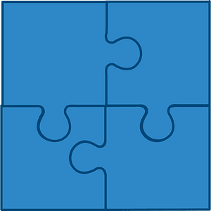 Blue jigsaw puzzle of 4 pieces