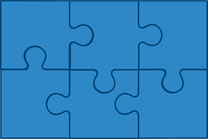 Blue jigsaw puzzle of 6 pieces