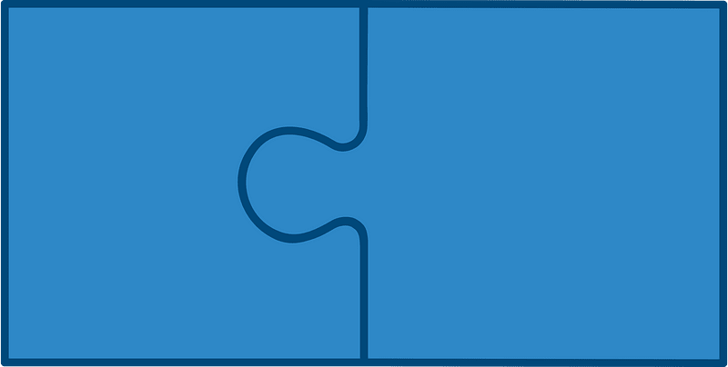 Blue jigsaw puzzle of 2 pieces