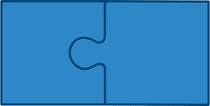 Blue jigsaw puzzle of 2 pieces