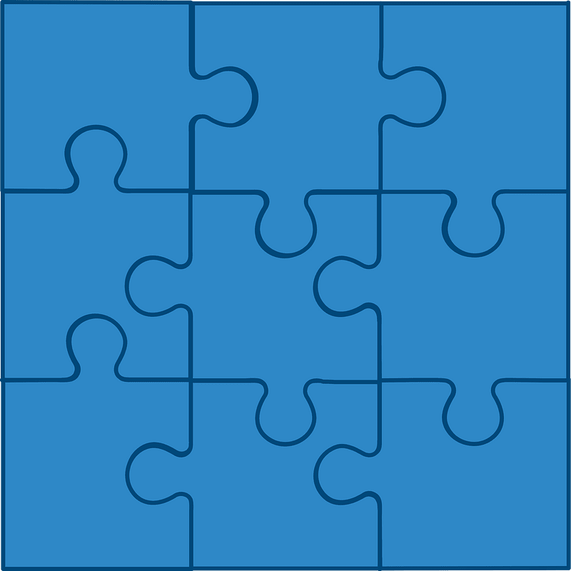 Blue jigsaw puzzle of 9 pieces