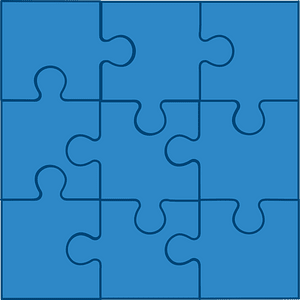 Blue jigsaw puzzle of 9 pieces