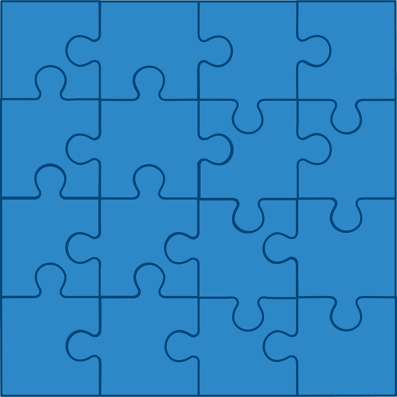Blue jigsaw puzzle of 16 pieces