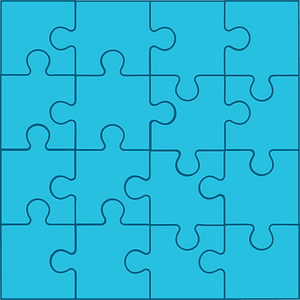 Cerulean-Blue jigsaw puzzle of 16 pieces