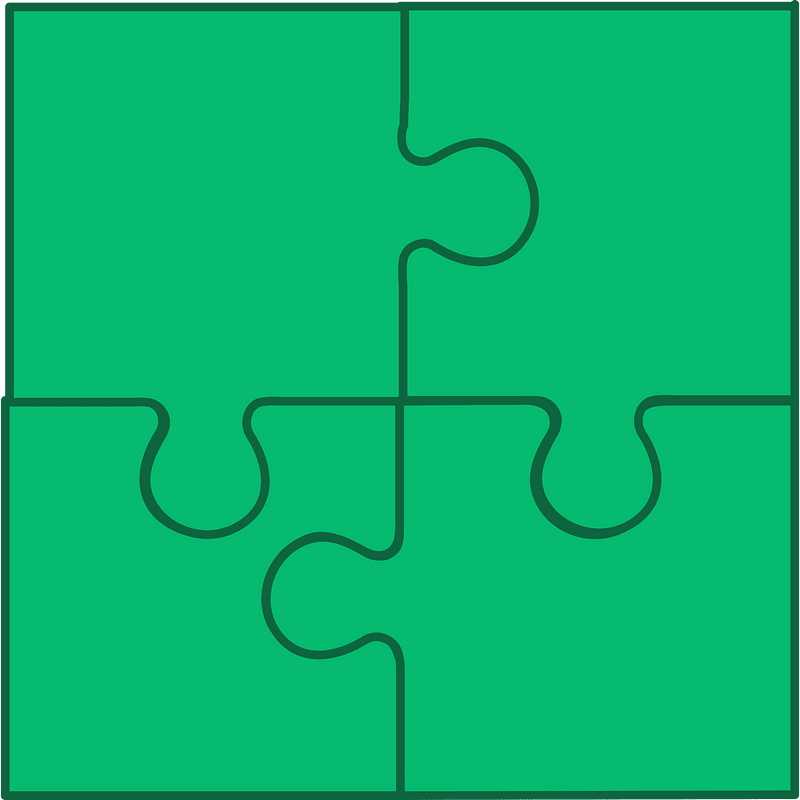 Green jigsaw puzzle of 4 pieces