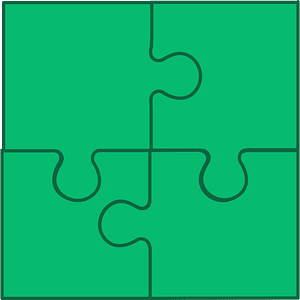 Green jigsaw puzzle of 4 pieces