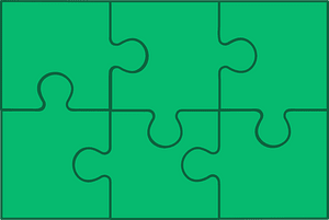 Green jigsaw puzzle of 6 pieces