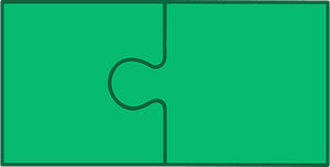 Green jigsaw puzzle of 2 pieces