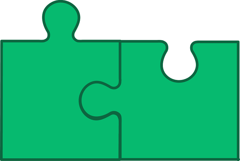 Green jigsaw puzzle of 2 pieces