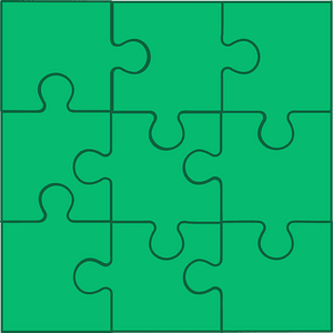 Green jigsaw puzzle of 9 pieces