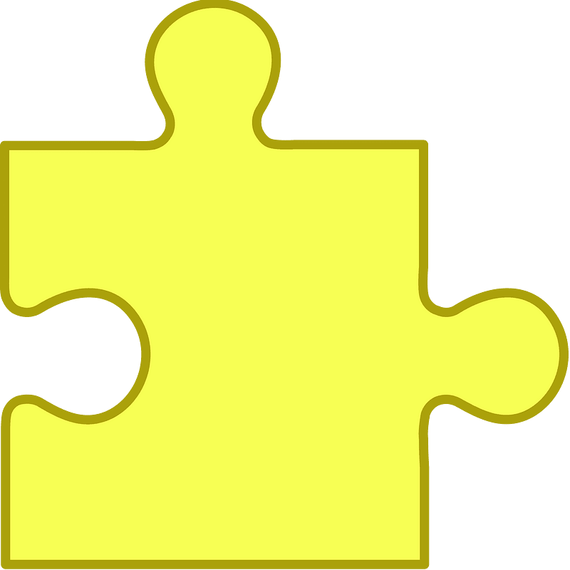 Yellow jigsaw puzzle piece