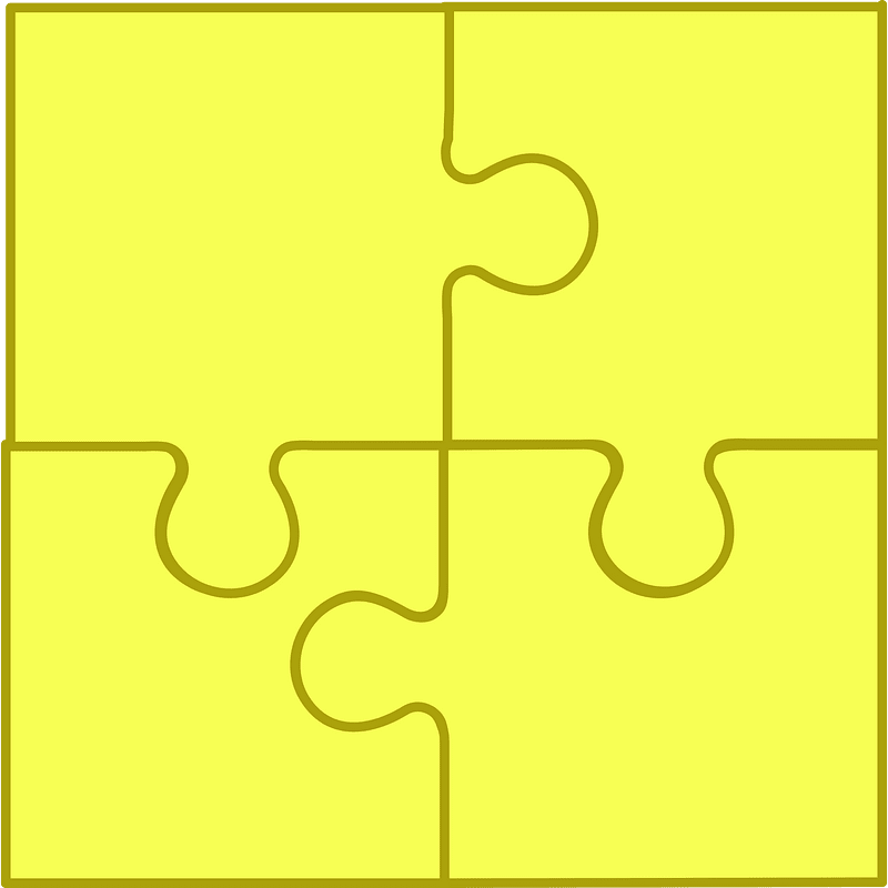 Yellow jigsaw puzzle of 4 pieces