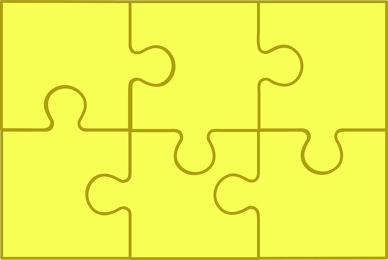 Yellow jigsaw puzzle of 6 pieces