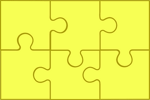 Yellow jigsaw puzzle of 6 pieces