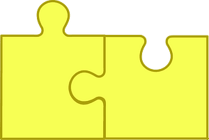 Yellow jigsaw puzzle of 2 pieces