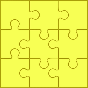 Yellow jigsaw puzzle of 9 pieces
