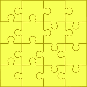Yellow jigsaw puzzle of 16 pieces