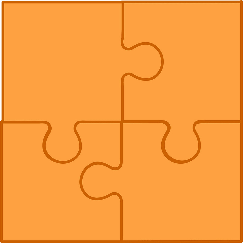 Orange jigsaw puzzle of 4 pieces