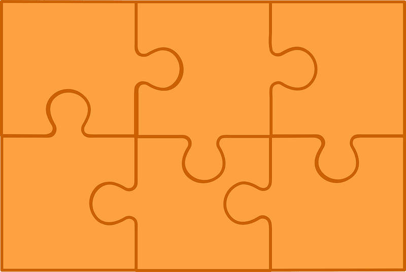 Orange jigsaw puzzle of 6 pieces