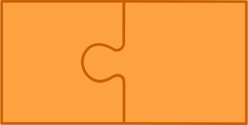 Orange jigsaw puzzle of 2 pieces