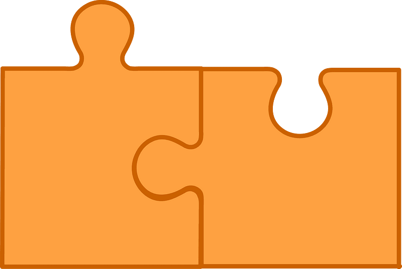 Orange jigsaw puzzle of 2 pieces