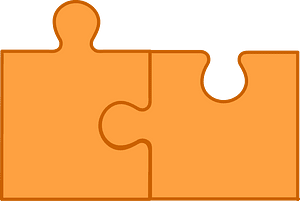 Orange jigsaw puzzle of 2 pieces