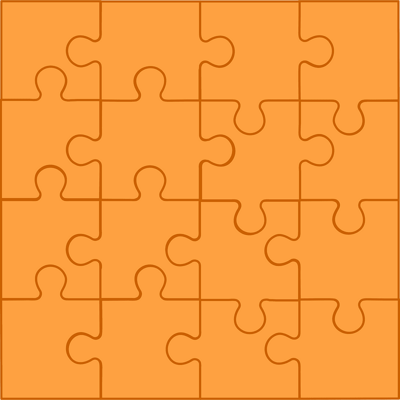 Orange jigsaw puzzle of 16 pieces
