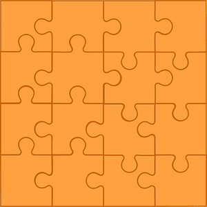 Orange jigsaw puzzle of 16 pieces