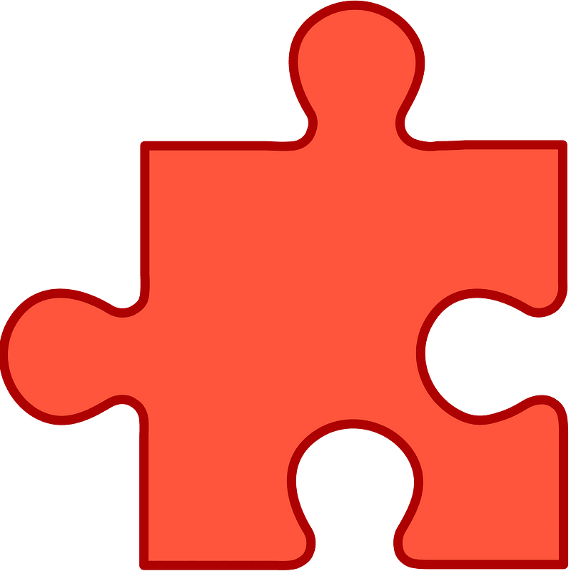 Vermilion jigsaw puzzle piece