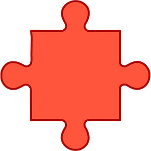 Vermilion jigsaw puzzle piece