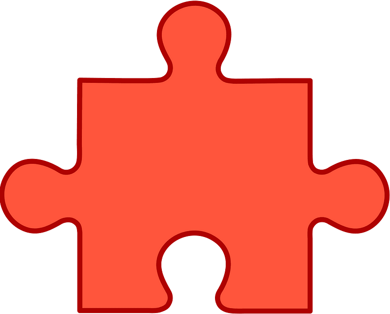 Vermilion jigsaw puzzle piece