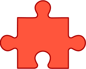 Vermilion jigsaw puzzle piece