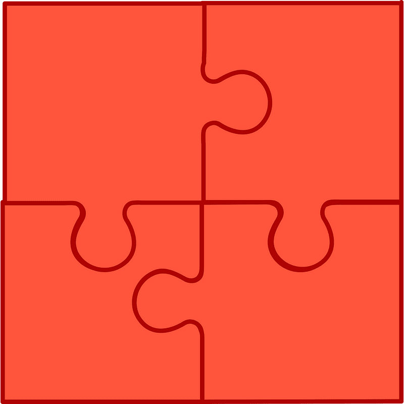 Vermilion jigsaw puzzle of 4 pieces