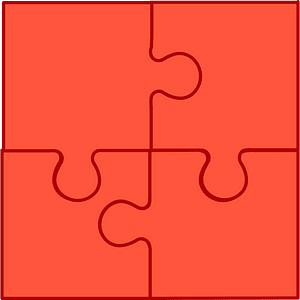 Vermilion jigsaw puzzle of 4 pieces
