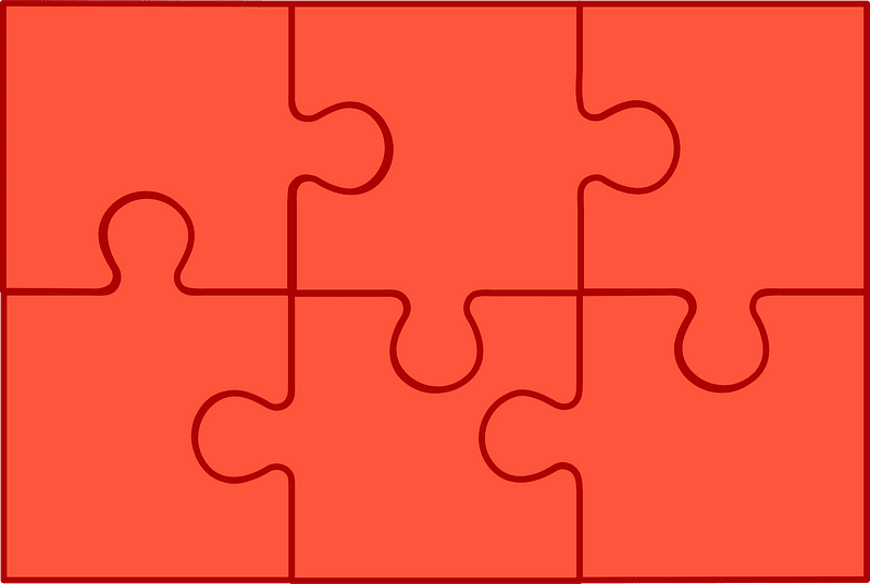 Vermilion jigsaw puzzle of 6 pieces