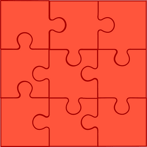 Vermilion jigsaw puzzle of 9 pieces