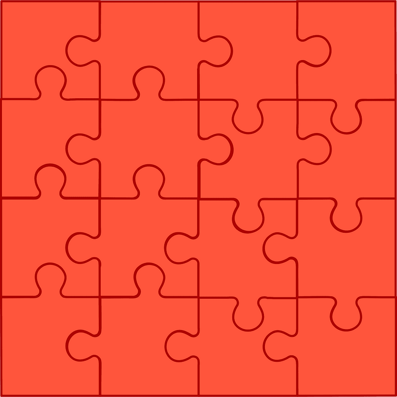 Vermilion jigsaw puzzle of 16 pieces