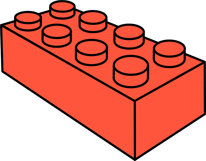 Vermilion LEGO 8-Stud Storage Brick