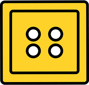 Yellow square button with four holes