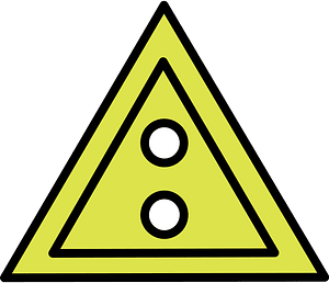 Yellow-Green triangular button with two holes