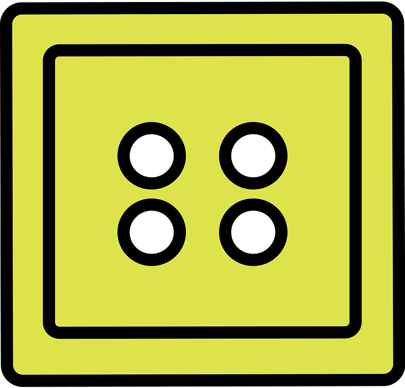 Yellow-Green square button with four holes