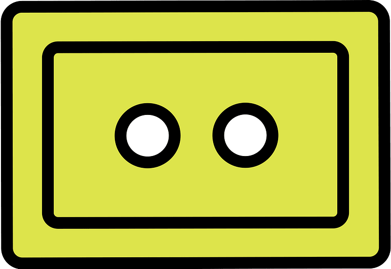 Yellow-Green rectangle button with two holes