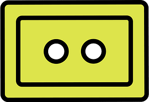 Yellow-Green rectangle button with two holes