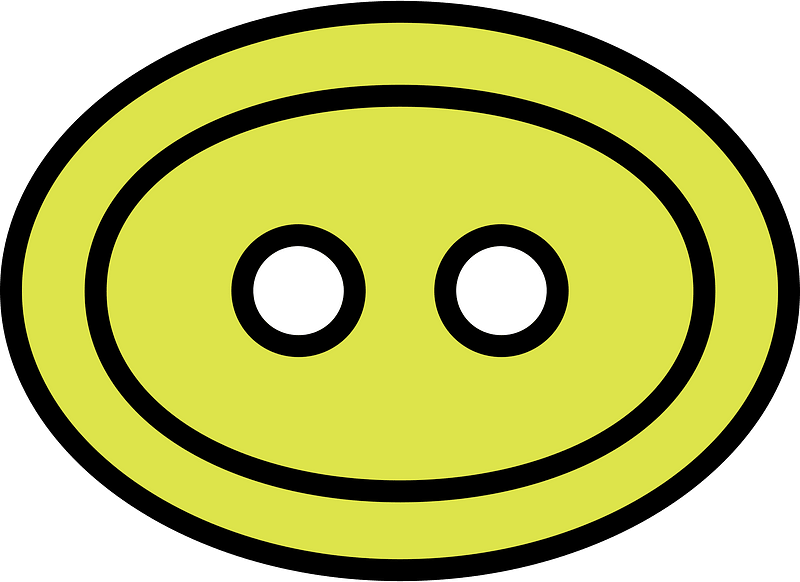 Yellow-Green oval button with two holes