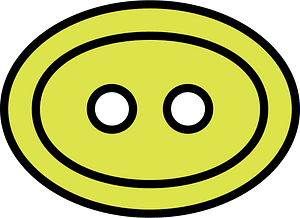 Yellow-Green oval button with two holes